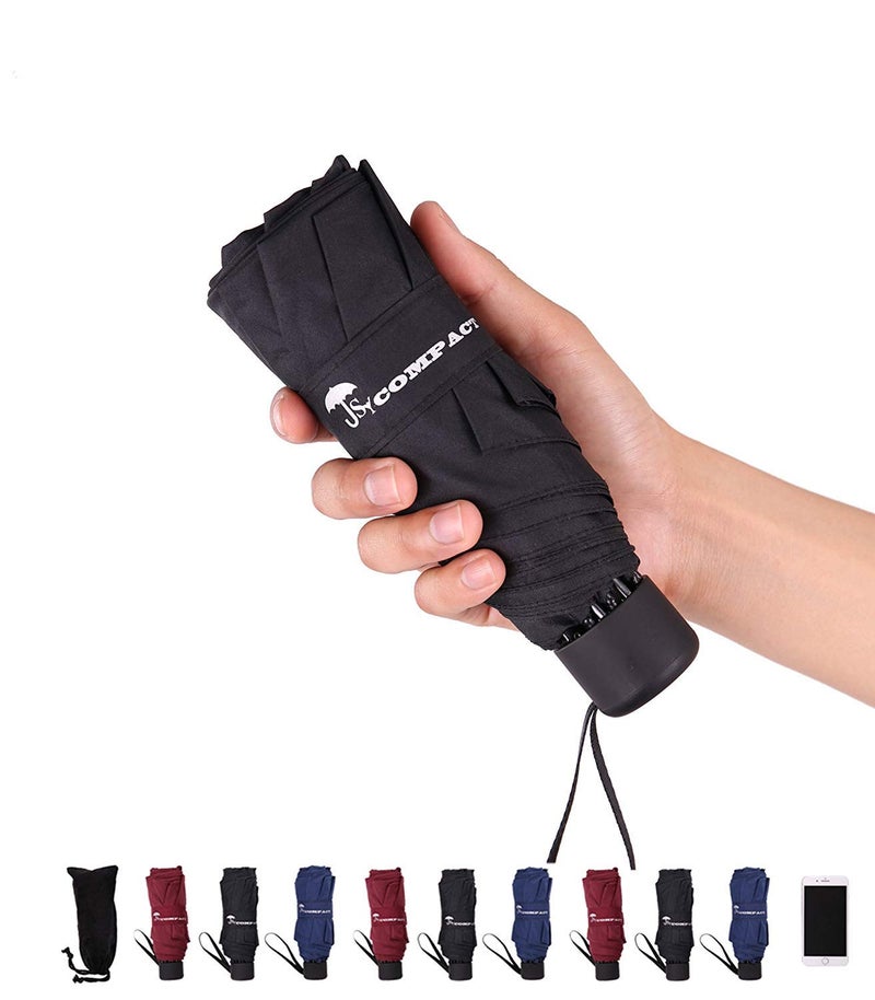 SY COMPACT Travel Umbrella - Lightweight Portable mini Compact Umbrellas (black) - Image 1